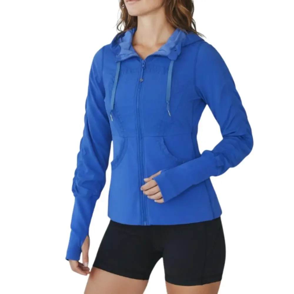 LULULEMON Dance Studio Reversible Full Zip Hooded Jacket III Sz 8 Blue Athletic